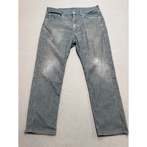 Levi's 505 Corduroy Pants Men's 36x27 Gray Faded Straight Leg Stretch Preppy